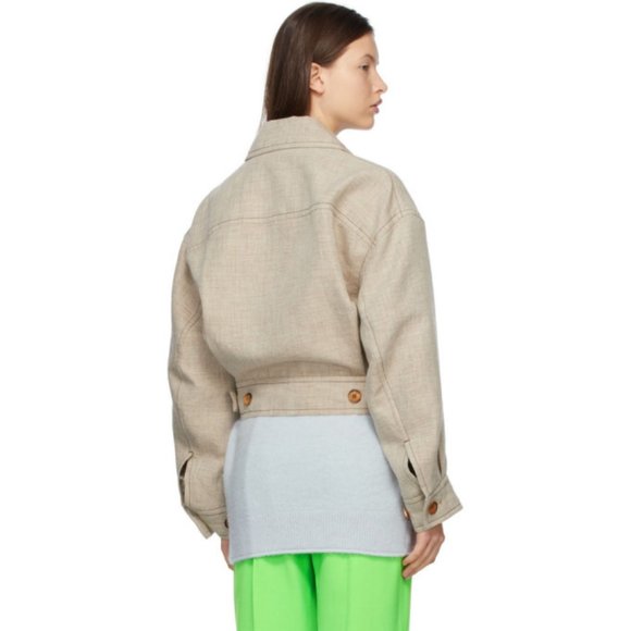 ACNE Cropped Hemp Jacket in Camel Melange SIZE 36 - Picture 5 of 8